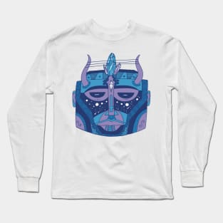 Mountain Blue African Mask No 8 Long Sleeve T-Shirt